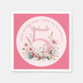 Serviette En Papier Floral 5e anniversaire Custom Cinq fées princesse (Devant)