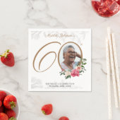 Serviette En Papier Floral 60e anniversaire Elégant Foliage Photo pers (En situation)