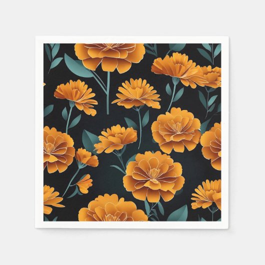 Serviette En Papier Floral Abstrait moderne Marigold (Devant)