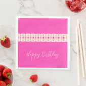 Serviette En Papier Floral Accentué En Rose Clair (En situation)