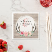 Serviette En Papier Floral Antlers Mariage en bois rustique Personnali (En situation)