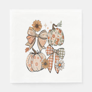 Serviette En Papier Floral Automne Citrouille Coquette Boho Fall Bow