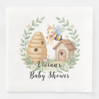 Serviette En Papier Floral Beehives and little Bee Baby Shower