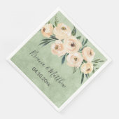 Serviette En Papier Floral Beige Blush Sage Vert Mariage (Coin)