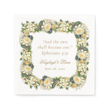 Floral blanc Bible Verse Mariage chrétien