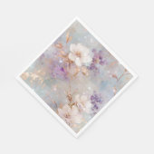 Serviette En Papier Floral blanc d'or violet (Coin)