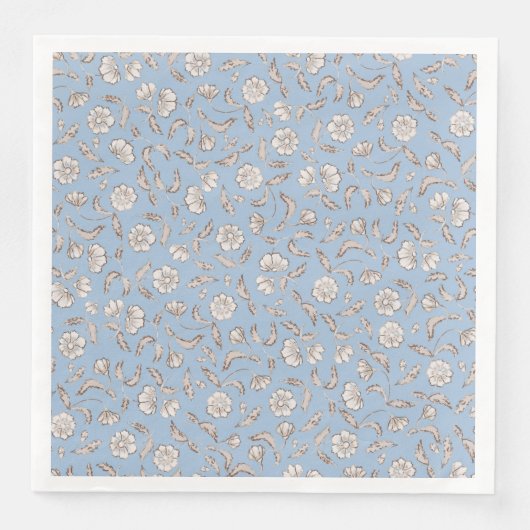 Serviette En Papier Floral bleu (Devant)