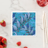 Serviette En Papier Floral bleu ancien Boho moderne (En situation)