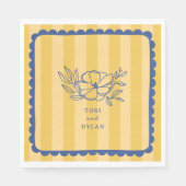 Serviette En Papier Floral Bleu Botanique Mariage (Devant)