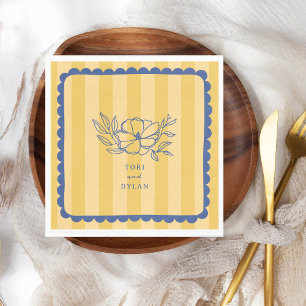 Serviette En Papier Floral Bleu Botanique Mariage