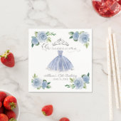 Serviette En Papier Floral bleu clair Quinceanera (En situation)