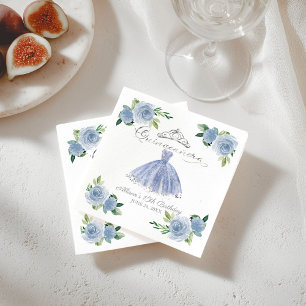 Serviette En Papier Floral bleu clair Quinceanera