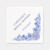 Serviette En Papier Floral Bleu Fête des mariées française (Devant)