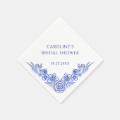 Serviette En Papier Floral Bleu Fête des mariées française (Coin)