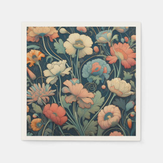 Serviette En Papier Floral bleu marine