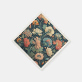 Serviette En Papier Floral bleu marine (Coin)