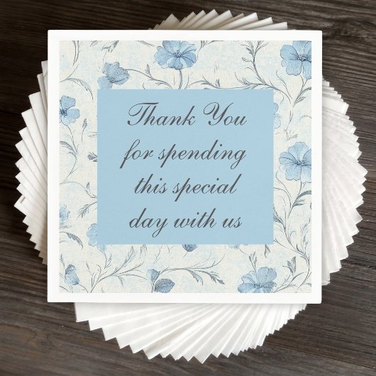 Serviette En Papier Floral Bleu Pays Jardin Merci de mariage