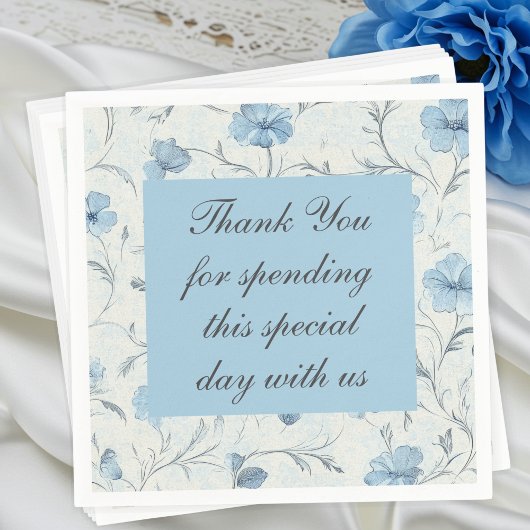 Serviette En Papier Floral Bleu Pays Jardin Merci de mariage