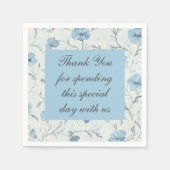 Serviette En Papier Floral Bleu Pays Jardin Merci de mariage (Devant)