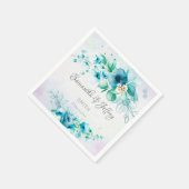 Serviette En Papier Floral bleu turquoise vert (Coin)