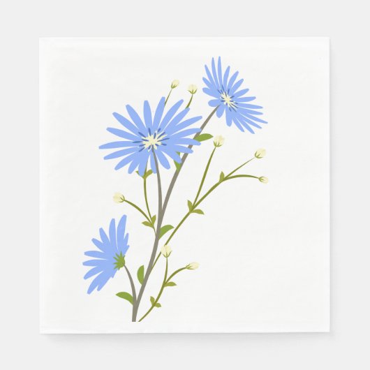 Serviette En Papier Floral Blue Daisy Fleurs de mariage Fêtes de maria (Devant)
