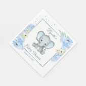 Serviette En Papier Floral Blue ElephantBébé Papier Douche Napkin (Coin)