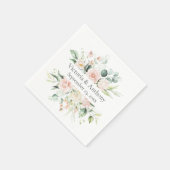 Serviette En Papier Floral Blush Nom Date Mariage Napkins (Coin)