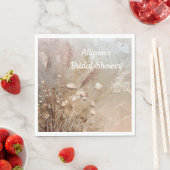 Serviette En Papier Floral Boho Beige Blanc (En situation)