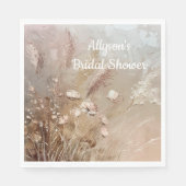 Serviette En Papier Floral Boho Beige Blanc (Devant)