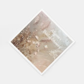 Serviette En Papier Floral Boho Beige Blanc (Coin)