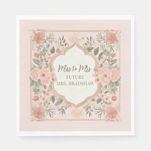 Serviette En Papier Floral Boho rose (Devant)