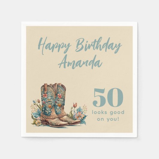 Serviette En Papier Floral Boots Occidentaux Cinquantième anniversaire (Devant)