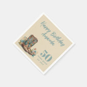 Serviette En Papier Floral Boots Occidentaux Cinquantième anniversaire (Coin)