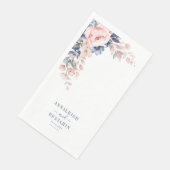 Serviette En Papier Floral Botanique Bleu Mariage de verdure (Coin)