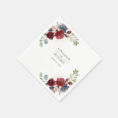Serviette En Papier Floral Bourgogne Aquarelle Mariage de feuillage (Coin)