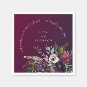 Serviette En Papier Floral Bourgogne Heureusement Jamais Après Citatio
