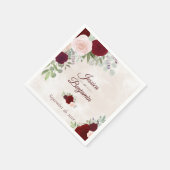 Serviette En Papier Floral Bourgogne rustique sur Mariage Rose Dusty (Coin)