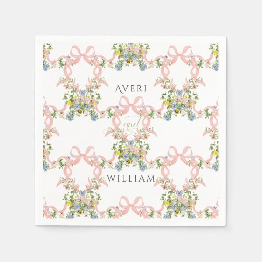 Serviette En Papier Floral Bow Garden Rustique Élégant Mariage photo (Devant)