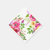 Serviette En Papier Floral brillant Gras Rose Ressort Botanique Modern (Coin)