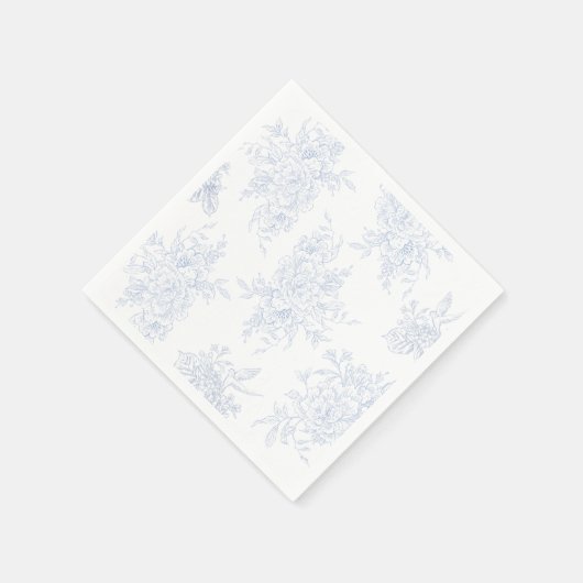 Serviette En Papier Floral Chintz Chinoiserie Blue Toile Mariage (Coin)