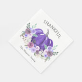 Serviette En Papier Floral Citrouille d'aquarelle violet (Coin)