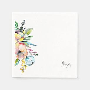 Serviette En Papier Floral coloré été personnalisé