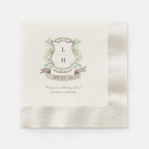 Serviette En Papier Floral Crest Aquarelle Monogramme Mariage