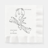 Serviette En Papier Floral Custom Name Personalized Elegant (Devant)