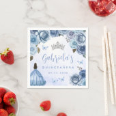 Serviette En Papier Floral d'argent bleu Quinceañera (En situation)