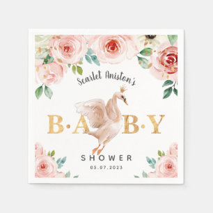 Serviette En Papier Floral de cygne baby shower