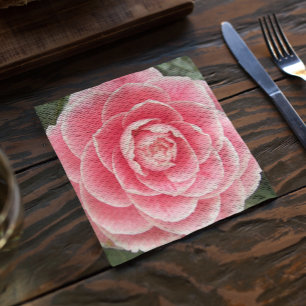 Serviette En Papier Floral de Fleur de Camellia rose
