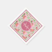 Serviette En Papier Floral De Fleur De Pomme Rose Douce Avec Monogramm (Coin)