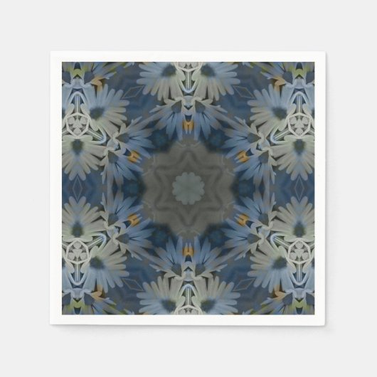 Serviette En Papier Floral de marguerite bleu antique (Devant)