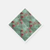 Serviette En Papier Floral de Roses rouges vertes (Coin)